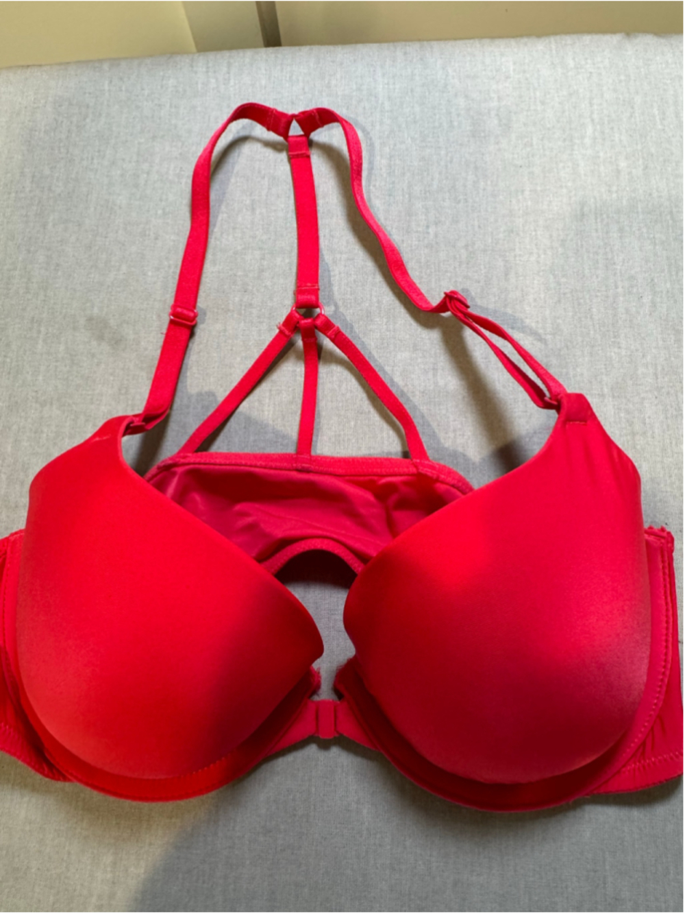 Women's Victoria's Secret Red Demi Push-up Racerback Front Close Bra Size 34C